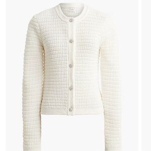 Jcrew Women's Cream rhinestone Button-Up Sweater